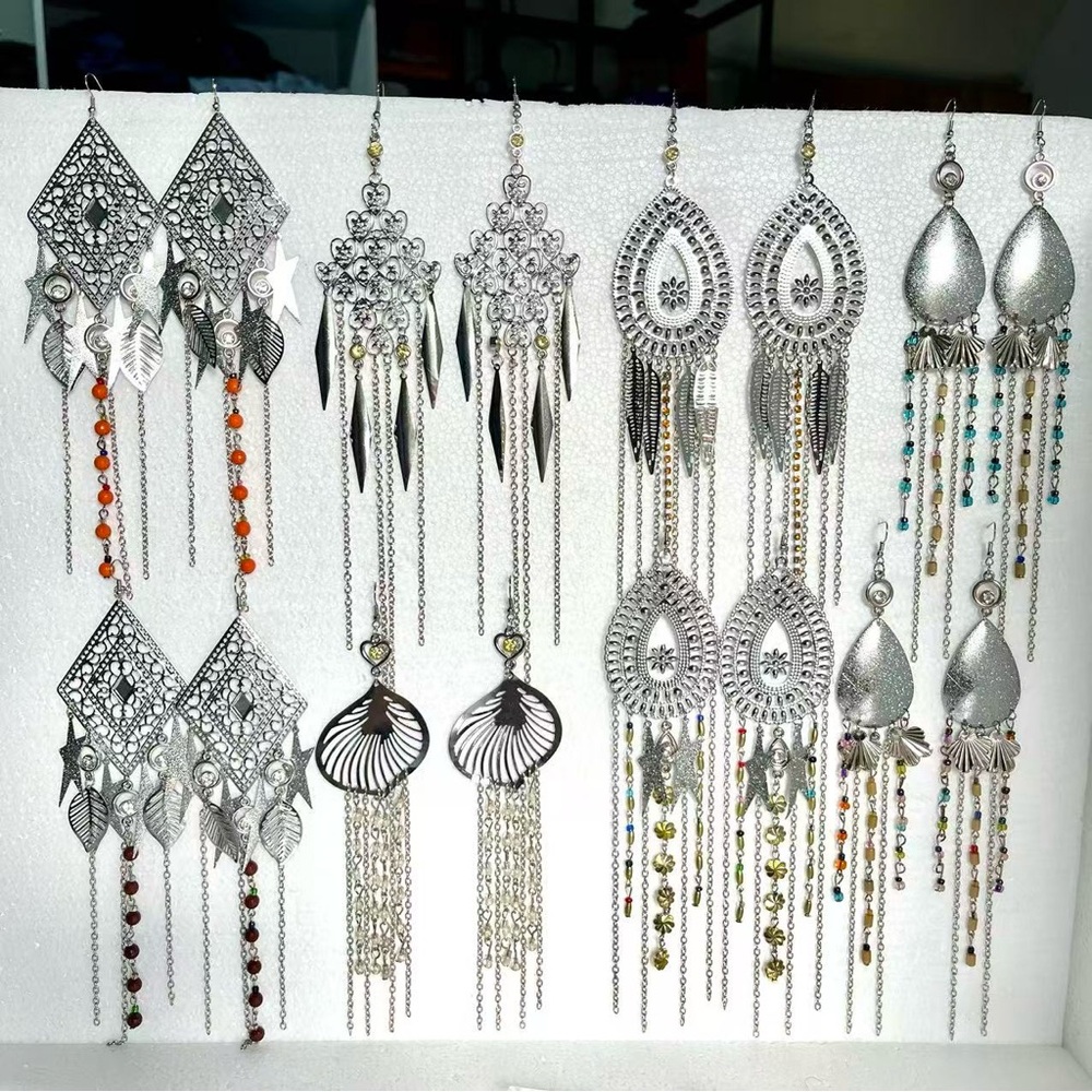 Silver bundle of 8 sets Dangle/ chandelier Earrings vacation events ceremonies